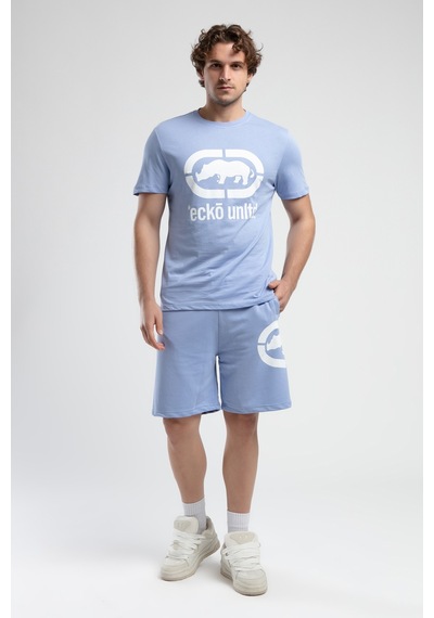 Trınıty Mavi Örme Şort Nakışlı Standard Fit Erkek Örme Şort Mavi