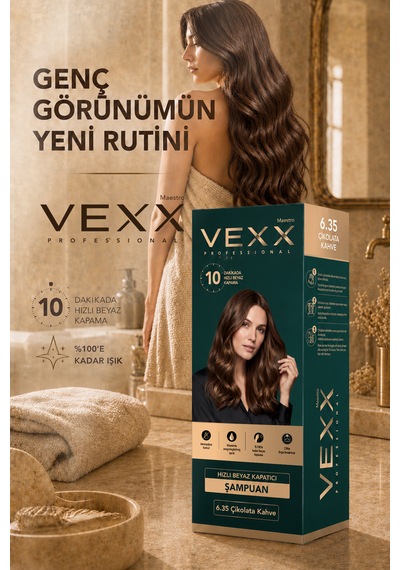Vexx Professional Beyaz Kapatıcı Pratik Boya Çikolata Kahve 6.35 Amonyaksız Formül 300 Ml.