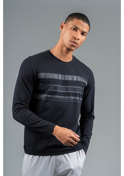 Maraton Regular Erkek Bisiklet Yaka Siyah- Sweatshirt Siyah-