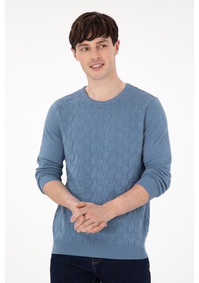 U.S. Polo Assn. Erkek Slim Fit Bisiklet Yaka Saks Basic Kazak 50288882-VR032