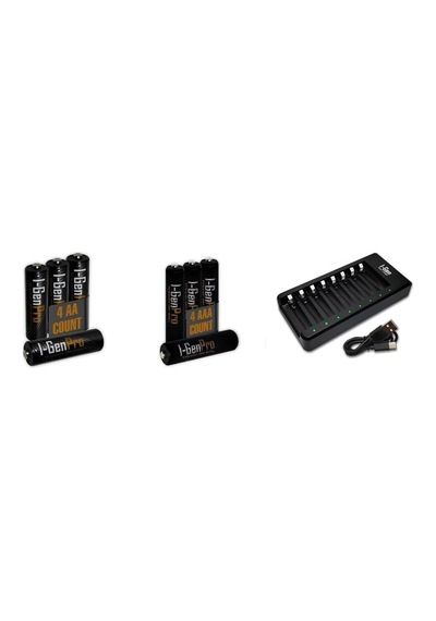 G821 8'li Pil Şarj Aleti + 4 Adet Aa Pro 2950 Mah + 4 Adet Aaa Pro 1100 Mah Şarjlı Kalem Pilli Set 1.2v Ni-mh