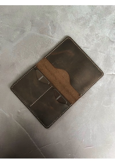 Kalkan Deri Dark Brown Pasaport Cüzdanı Kahverengi