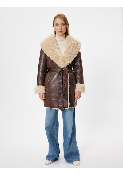 Koton Suni Deri Kaban Oversize Yakası Suni Kürklü Kemerli Cepli Kahverengi 5wak00119ew Kahve Kahverengi Koton Suni Deri Kaban Oversize Yakası Suni Kürklü Kemerli Cepli Kahverengi 5wak00119ew Kahve Kahverengi