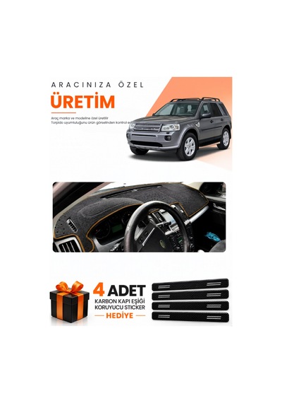 Land Rover Freelander 2006-2014 Uyumlu Torpido Koruma Örtüsü Oto Kılıfı - Siyah Kahverengi