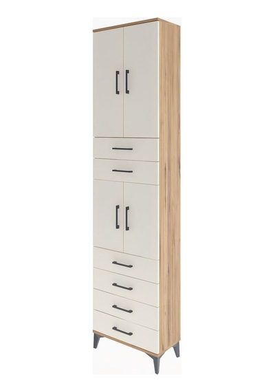 Arges Dolap 4 Raflı 6 Çekmeceli 4 Kapaklı 60x30x243 Çam-aytaşı Çam