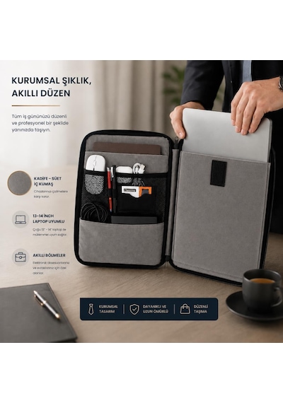Mila 3in1 Serisi Mlk143 13,14 İnch Uyumlu Tablet, Laptop El Ve Omuz Çantası - Mor