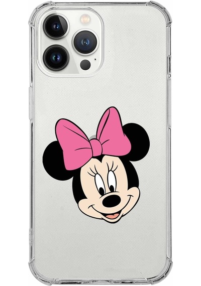 Apple Uyumlu iPhone 13 Pro  Köşe Korumalı Antişok Kapak Minnie Mouse Tasarımlı Şeffaf Kılıf