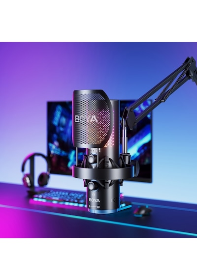 Boya K5 - Boya K5 Kablosuz Bağlantılı Rgb Aydınlatmalı Usb Condenser Mikrofon