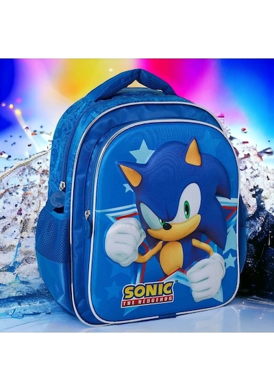 Sonic Okul Çantası Kabartmalı Çok Renkli