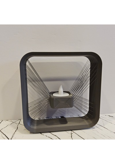 Masa Lambası 3 D Baskı - Kare- Gri-