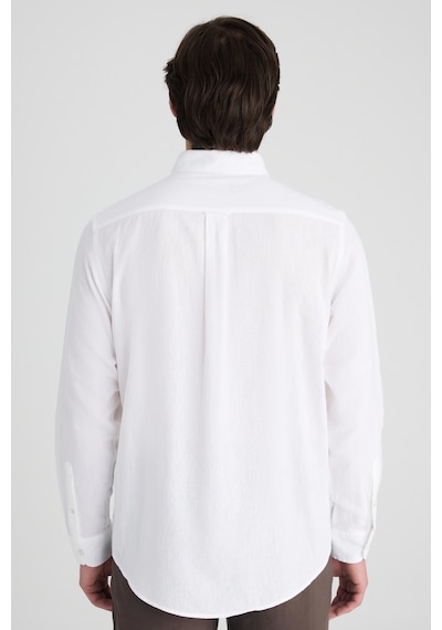 D'S Damat Ds Damat Comfort Beyaz Flamlı Pamuk-keten Yazlık Gömlek 6hc02ort01304 Çok Renkli