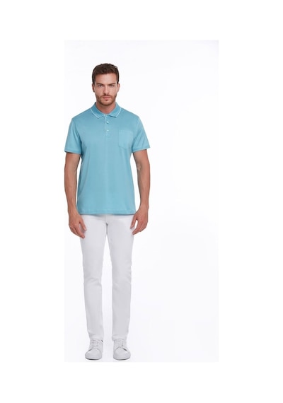 Hatemoğlu Turkuaz Regular Fit %100 Pamuk Basic Polo Yaka Tişört-Turkuaz