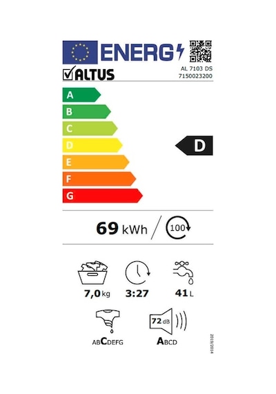 Altus AL 7103 DS 1000 Devir 7 KG Çamaşır Makinesi