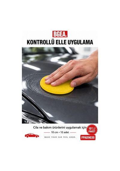 Bgea Premium Oto Cila Uygulama Pedi 10 Cm Sarı El Uygulama Süngeri 10 Adet