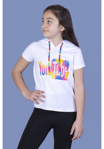 Toontoy Kids Toontoy Kız Çocuk Youtube Baskılı Tişört Beyaz