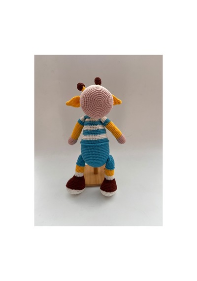 El Örgüsü Zürafa Amigurumi El Yapımı Büyük Boy 34cm Oyuncak Mavi