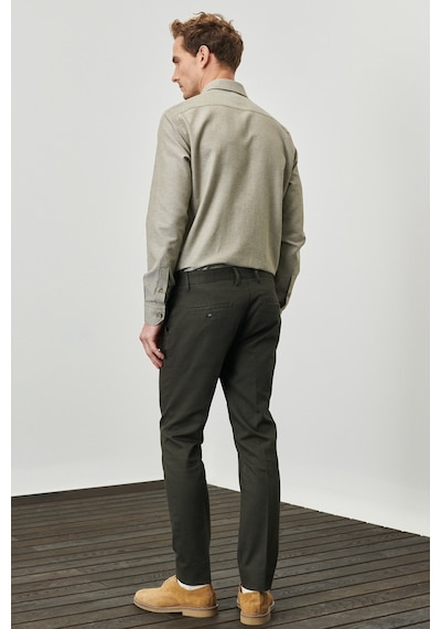 AC&Co / Altınyıldız Classics Erkek Yeşil Slim Fit Dar Kesim Armürlü Esnek Casual Pantolon 4A0123100022YSL50