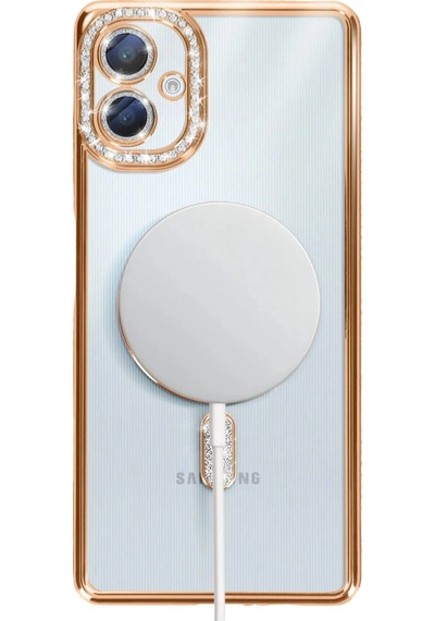 Samsung Uyumlu Galaxy A06 Joke Simli Magneticsafe Kılıf Altın