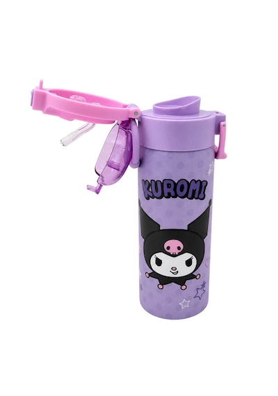Kuromi Çift Fonksiyon Kapaklı Çelik Matara 600ml 3830 Mor