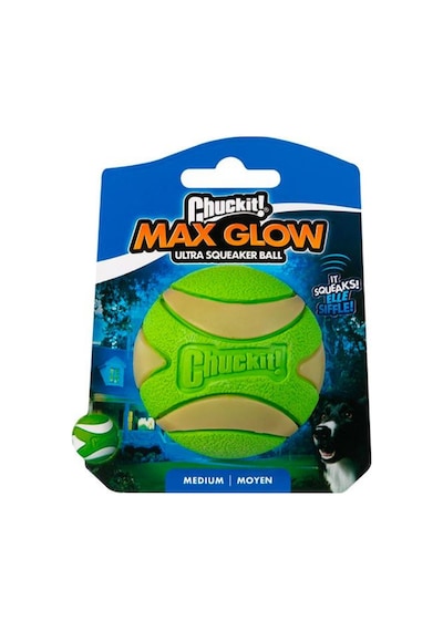 Chuckit Max Glow Ultra Squeaker Gece Parlayan Sesli Köpek Oyun Topu Orta Boy