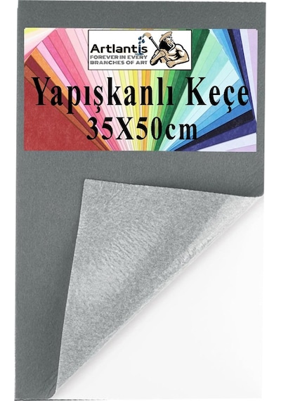 Yapışkanlı Keçe 35x50 Cm 1 Adet 2.0 Mm Kendinden Yapışkanlı Renkli Hobi Keçesi Elişi Keçe Kumaşı Anasınıfı Kreş Etkinlik Gri