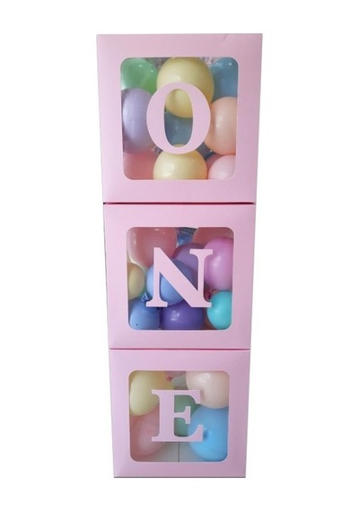 Şeffaf Kutu One Yazılı Harf Pembe 25 Cm