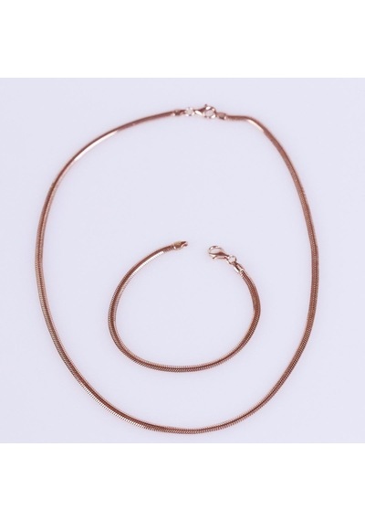 Rose Gold Kaplama İtalyan Zincir Gümüş Set