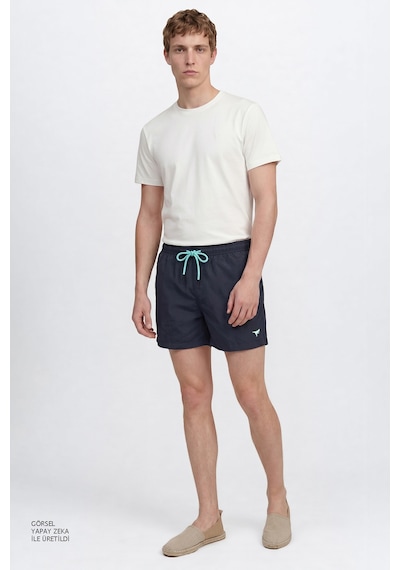 Ac&co / Altınyıldız Classics Erkek Lacivert Standart Fit Normal Kesim Hızlı Kuruyan Yan Cepli Desenli Mayo