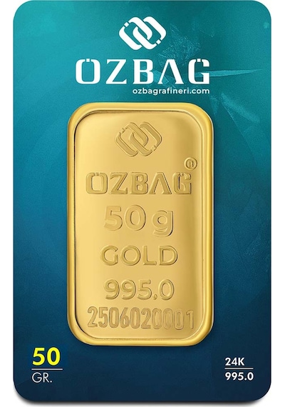 AgaKulche 24 Ayar 50 gr 995 Özbağ Külçe Altın