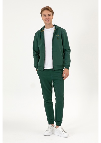 U.S. Polo Assn. Erkek Regular Fit Koyu Yeşil Şardonlu Örme Hırka 50313755-VR079