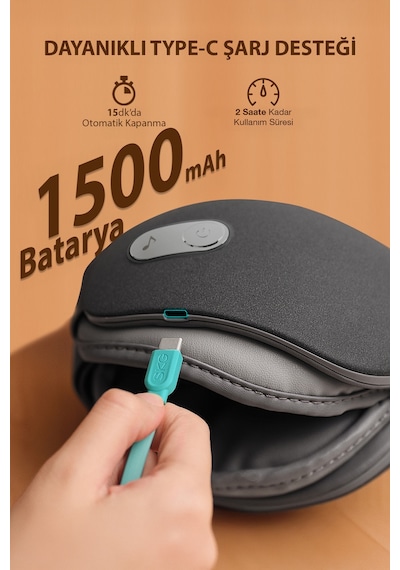 SKG ES500 Göz Masaj Aleti Isı Terapili Bluetooth Müzikli, Sessiz,taşınabilir,1500 Mah,gri Mat Koyu Gri
