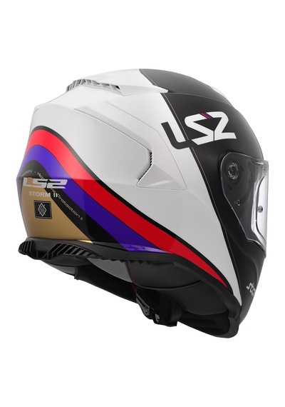 Ls2 Storm 2 Stark Kapalı Motosiklet Kaskı Beyaz Kırmızı Mavi