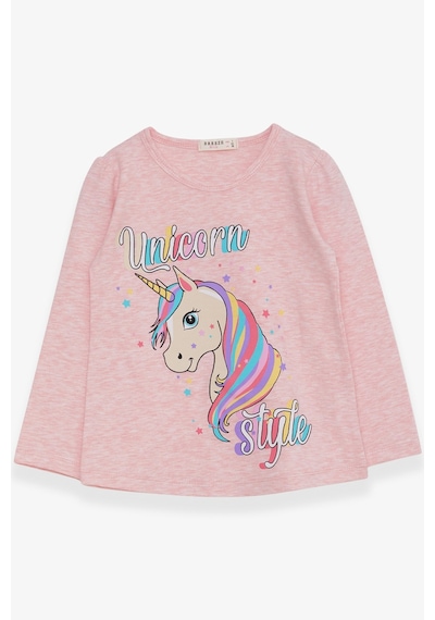 Breeze Kız Çocuk Uzun Kollu Tişört Unicorn 2-6 Yaş, Somon Melanj Somon