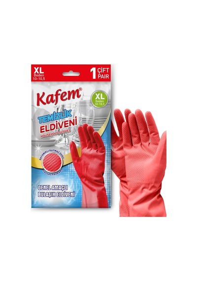 Kafem Temizlik Eldiveni (10-10,5) XLarge Kırmızı X 25 Paket (Kutu)