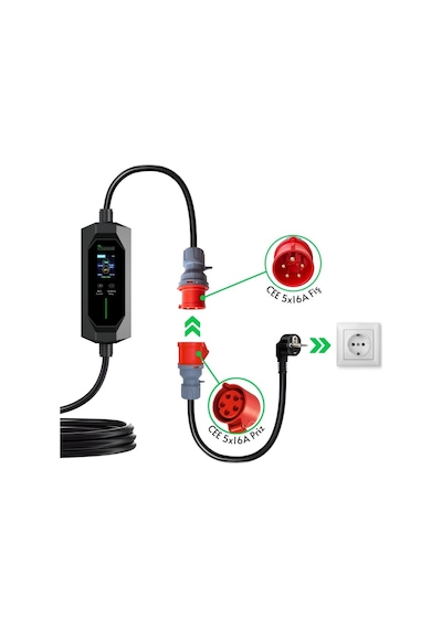 11KW 16A Türkçe Menü 10M Elektrikli Araç Şarj İstasyonu Taşınabilir
