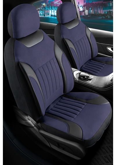 Renault 11 Flash Uyumlu Lüx Deri Detaylı Tay Tüyü Oto Koltuk Kılıfı Ön Arka Takım Edition Serisi Lacivert