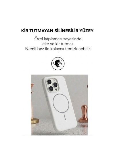 Apple İphone 15 Pro Max Uyumlu Magsafe Lansman Silikon Kılıf Beyaz
