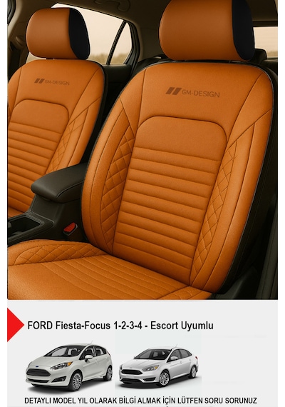 İstanbul Serisi Deri Oto Koltuk Kılıfı Ford Focus-fiesta-escort Uyumlu Taba