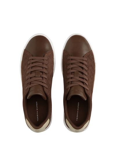 Tommy Hilfiger Th Court Lth Mıx Monogram Erkek Kahverengi Sneakers - Fm0fm06082
