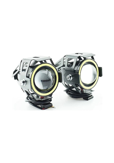 U7 MOTOSİKLET SİS FAR LED MERCEKLİ ANGEL LED (2 ADET) 3 MODLU