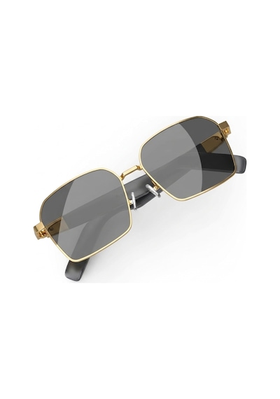 Yh Hy 0532 Gold Çerçeveli Siyah Akıllı Güneş Gözlüğü Polarize Çift Hoparlör Tws Gözlük Müzik Çağrı