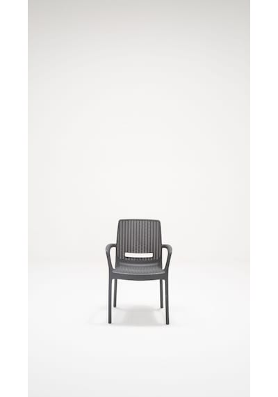Rattan Lüx Camlı 90x150 Bahçe&balkon&teras Masa Seti - Antrasit Gri