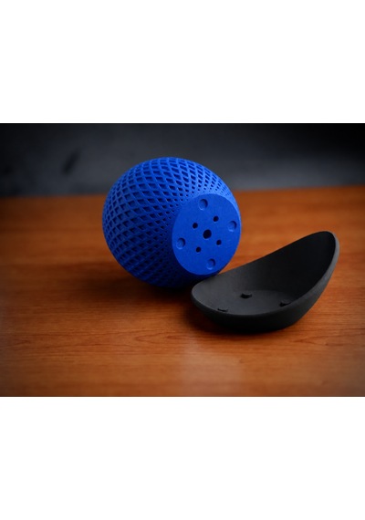 3d Baskı Küre Saksı - Kafes Dokulu İki Parçalı Dekoratif Saksı - Mavi-siyah