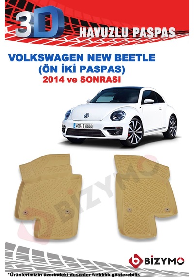 Volkswagen New Beetle 2014 Ve Sonrası 3D Bej Paspas Takımı Bizymo