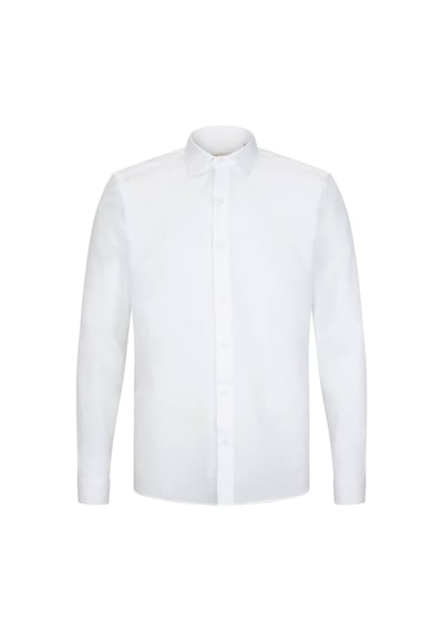 Hatemoğlu Beyaz Comfort Fit 100% Pamuk Slim Yaka Uzun Kollu Spor Gömlek 35850 4111993