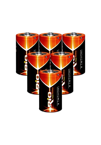 Rio 6lı Büyük Boy Pil R20 D-size Pil D Boy Pil Oyuncak Pili Çinko Karbon Pil Zn-c 1.5 V