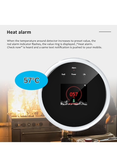 Xindoker Kablosuz Zararlı Gaz Alarm Dedektörü, Yüksek Sesli Alarm, Çoklu Durum Göstergesi, Otomatik Hava Kesme, Güvenlik