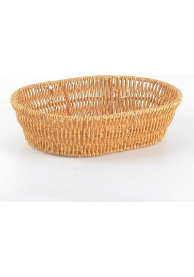 El Yapımı Doğal Hasır Sepet - Oval Çok Amaçlı Ekmeklik Ve Düzenleyici 20,5 X 20,5 X 7 Cm 000 Açık Krem