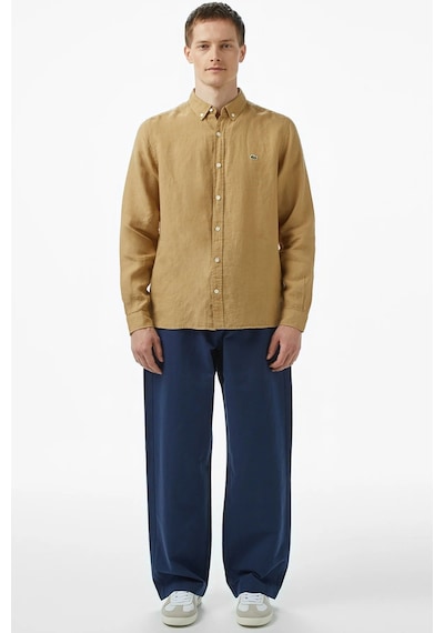 Lacoste Men's Regular Fit Button-down Collar Linen Shirt Camel Erkek Düğmeli Yaka Keten Gömlek Camel Lacoste Men's Regular Fit Button-down Collar Linen Shirt Camel Erkek Düğmeli Yaka Keten Gömlek Camel