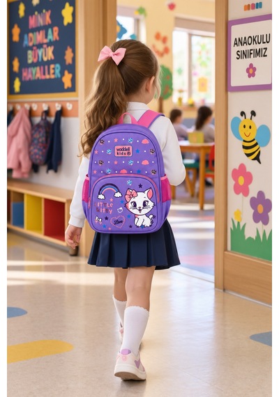 Yavru Kedi Little Kitty Lüks Anaokulu Okul Çantası Çocuk Sırt Çantası Günlük 33 X 23 X 14 Cm Çok Renkli